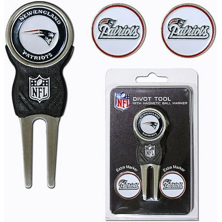 Team Golf NFL New England Patriots Divot Tool Pack With 3 Golf Ball Markers