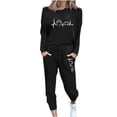 thumbnail image 2 of YUNAFFT Shirts Sets for Women Clearance Women Casual Printing Two Piece Long Pants Round Neck Long Sleeve Sweatshirts Sets On Sale, 2 of 5