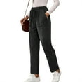 thumbnail image 2 of Corduroy Pants Women Casual Elastic High Waist Petite Straight Leg Loose Comfy Trousers with Pockets Fall Winter 2026 Black 2XL, 2 of 6