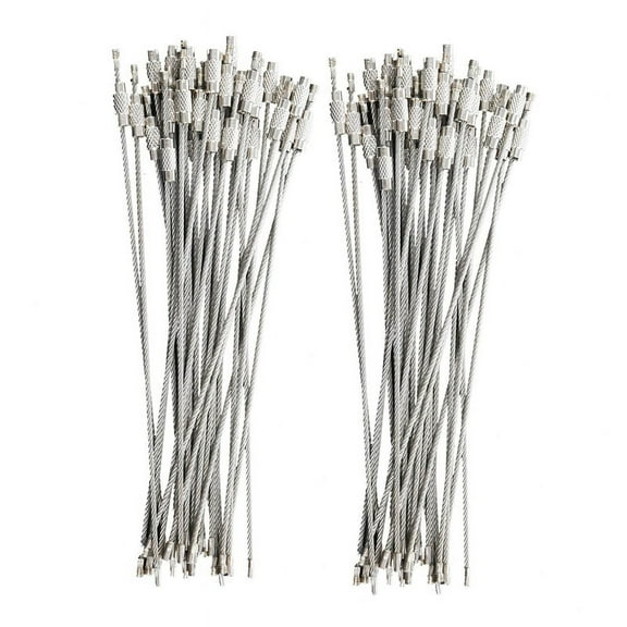 60Pcs Stainless Steel Screw Locking Wire Keychain Cable Key Rings Outdoor Accessory