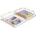 thumbnail image 3 of Set of 2 Metal Stackable Desktop File Bin Organizer, Mail Tray Filing Storage Rack for Filing Document Storage (Gold), 3 of 5