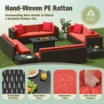 thumbnail image 6 of Homall 15 Pieces Rattan Patio Furniture Conversation Set with 43" Gas Propane 50000 BTU Fire Pit Table Outdoor Sectional Sofa for Backyard,Red, 6 of 11