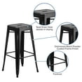 thumbnail image 4 of Flash Furniture Kai Commercial Grade 4 Pack 30" High Backless Distressed Black Metal Indoor-Outdoor Barstool, 4 of 11