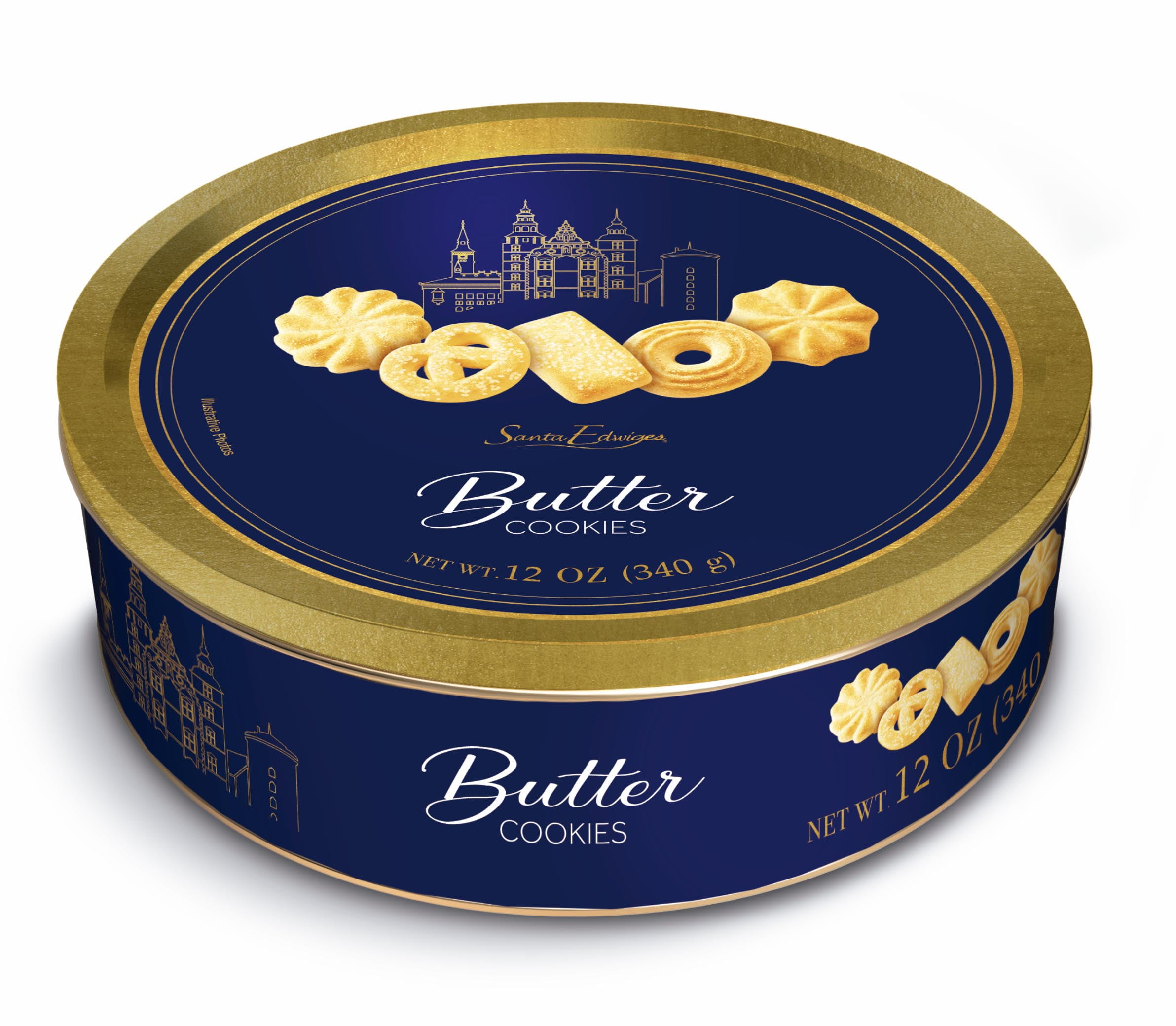Butter Cookie Tin, Danish Style, 12 oz (340 g), Santa Edwiges