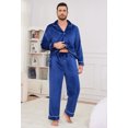 thumbnail image 4 of U2SKIIN Men Fleece Pajama set, Long Sleeve Button Down Soft Sleepwear,(Navy,S), 4 of 5