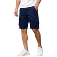 thumbnail image 3 of Men Shorts Casual Stretch Men's Hiking Shorts with Multi-pocket, Drawstring Waist Cargo Short Pants, Outdoor Workout Athletic Bottoms Navy XXL, 3 of 6