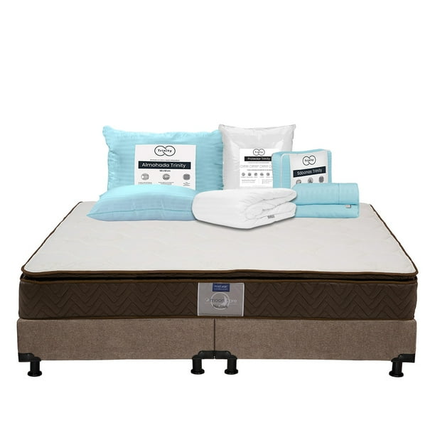 Colchón King Size Nautilus Restonic + Box + Almohada Trinity + Protector de Colchón Trinity + Juego de Sábanas