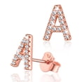 thumbnail image 1 of Pendientes de plata esterlina Silvora inicial con circonita cúbica Cumpleaños Navidad joyería regalo A, 1 of 8