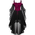 thumbnail image 4 of Women Gothic Halloween Costume Dress Medieval Renaissance Renaissance Vintage Cold Shoulder Butterfly Sleeve High-Low Mesh Gown for Halloween Party Cosplay Outfit, 4 of 5