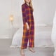 thumbnail image 3 of Balery Orange and Purple Plaid Conjunto de Pijama con Estampado para Mujer, Conjunto de Dos Piezas con Manga Larga, Ropa de Dormir Suave con Bolsillos, Pijamas Cómodos-XX-Large, 3 of 7