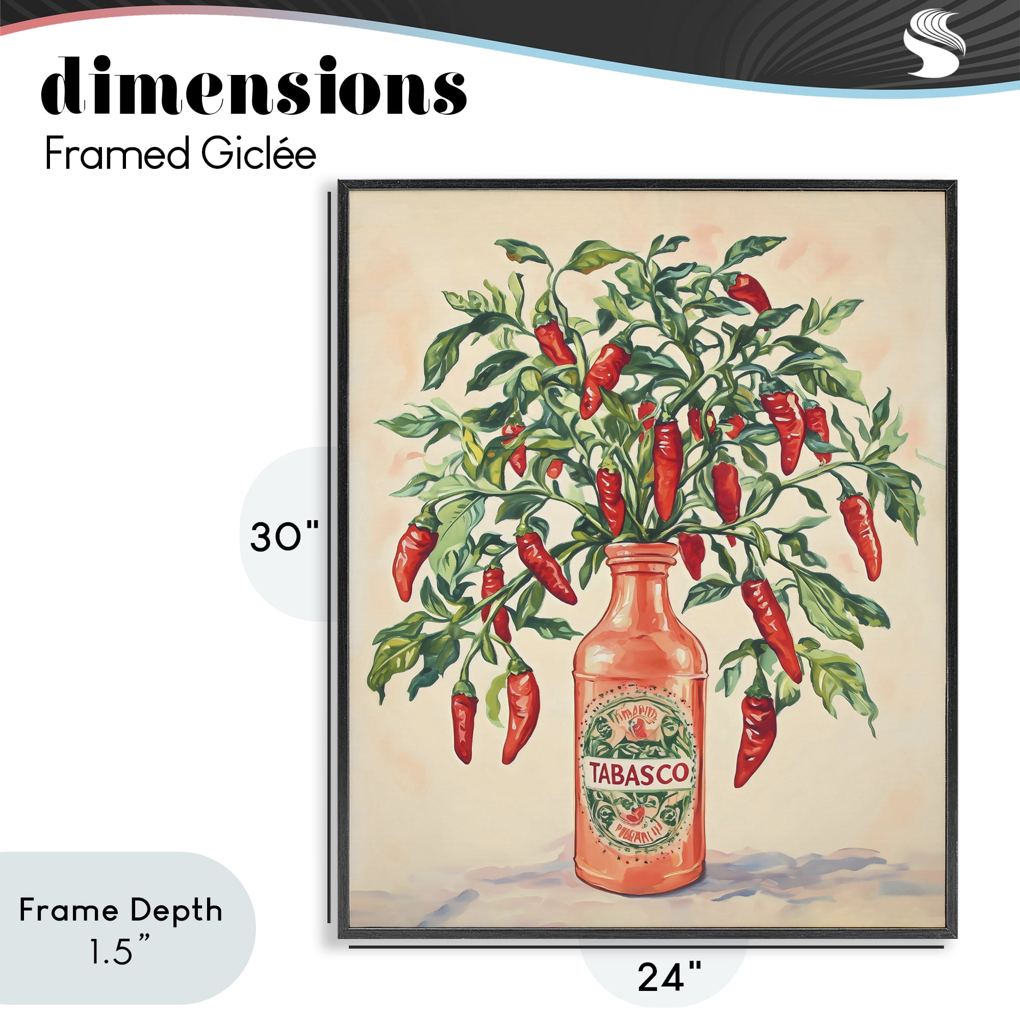 Stupell Industries Chili Peppers in Hot Sauce Vase Black Framed Giclee Art, design by The Prints Vibe
