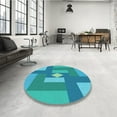 thumbnail image 4 of Ahgly Company Machine Washable Indoor Rectangle Transitional Bright Turquoise Blue Area Rugs, 4' x 6', 4 of 7