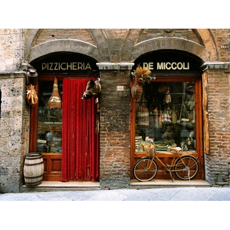 Bicycle Parked Outside Historic Food Store, Siena, Tuscany, Italy Print Wall Art By John Elk (Best Way To Store Bikes Outside)