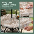thumbnail image 5 of Round Outdoor Tablecloth with Umbrella Hole and Zipper, Brown Coastal Tablecloth with Elastic Waterproof, Nautical Coral Starfish Shell Octopus Sea Patio Table Covers for 31" - 35" Pool Tables, 5 of 9