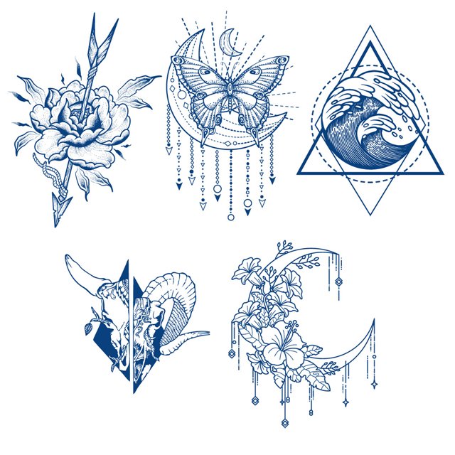 Pegatinas artísticas Ygjytge 5 Uds. Tatuaje Semipermanente Pájaro
