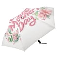 thumbnail image 2 of Florals Leaves Happy Mothers Day All Weather Umbrella Triple Folding Parasol 6 Ribs UV Protection Portable, 2 of 8