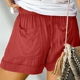 thumbnail image 6 of CaComMARK PI Womens Drawstring Shorts Summer Elastic Waist Casual Lightweight with Pockets Red 8(L), 6 of 6
