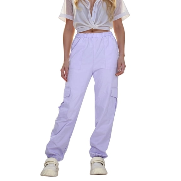 Girls' Vintage Multi-Pocket Cargo Pants Multi Pockets Lightweight Cotton Teens Trousers School Youth 8-14Y