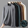 thumbnail image 2 of Camiseta de manga larga para hombre, otoño invierno 2023, camisetas abrigadas, camisa de color liso con parte inferior, cuello alto medio, camisetas casuales para hombre, polos, 2 of 5