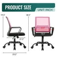 thumbnail image 3 of CL.HPAHKL Ergonomic Mesh Office Chair, Modern Executive Computer Desk Chair, Comfy Mid Back Swivel Task Chair with Fixed Armrests, Adjustable Height & Tilt for Home Office, Pink, 3 of 8