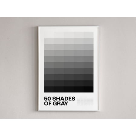 Poster 50 Shades of Gray, Color Chart Poster , Minimalist Gray Scale Print, Gray Gradient Wall Art, Contemporary Wall Decor, Gray Tones Art Print-UNFRAMED
