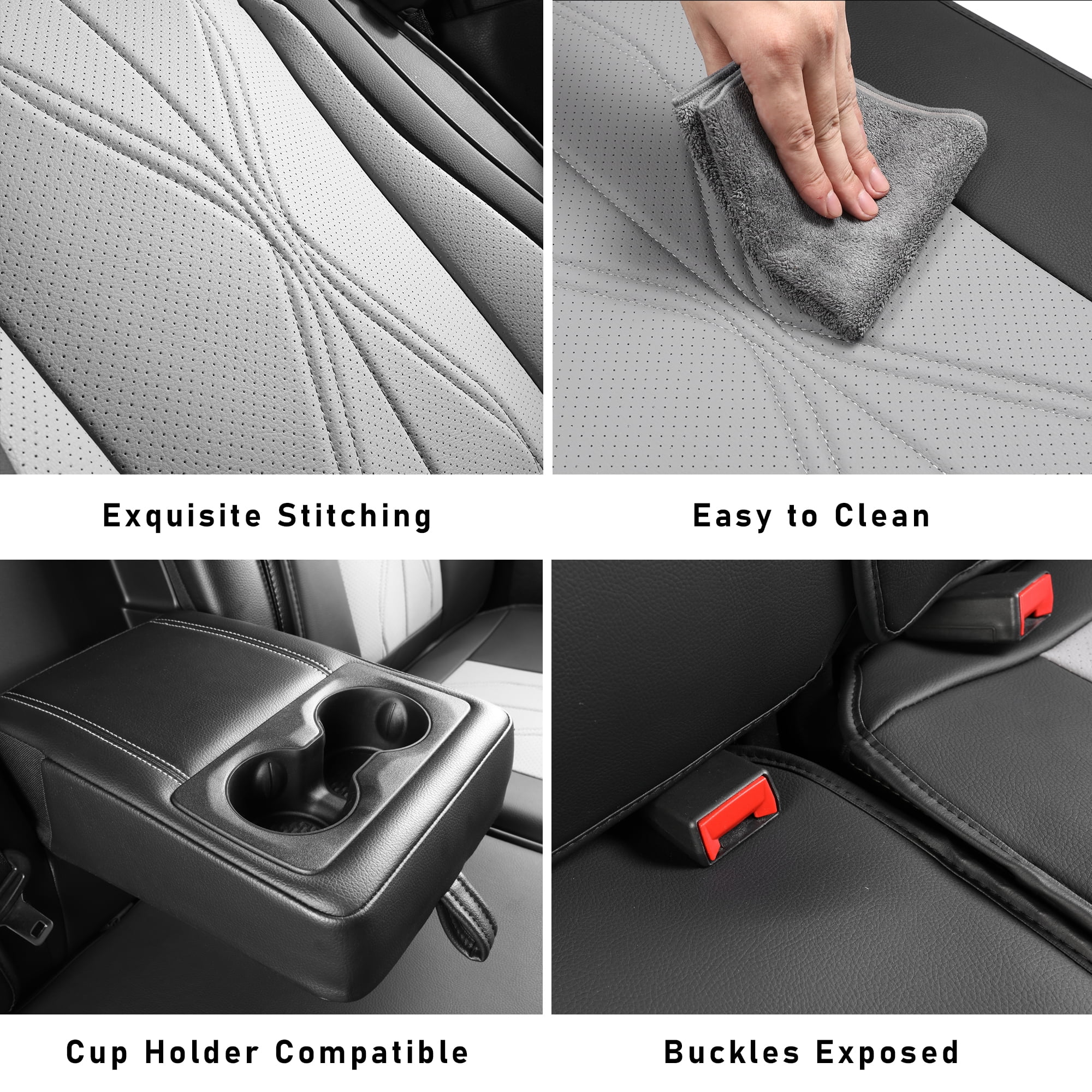 LINGVIDO Waterproof Faux Leather Seat Covers Fit for 2009-2024 Dodge Ram 1500 2500 3500 Seat Cushion Protector Truck Pickup Crew Quad Cab with Split Bench 40/60