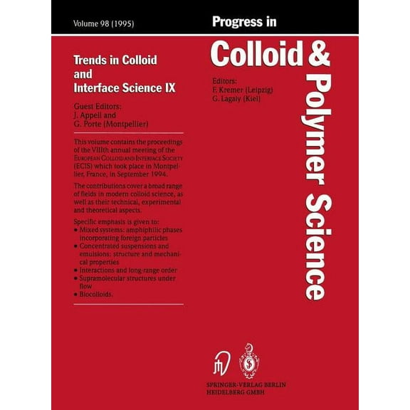 Progress in Colloid and Polymer Science Trends in Colloid and Interface Science IX, Book 98, (Paperback)