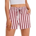 thumbnail image 4 of Womens Cotton Linen Summer Striped Shorts Elastic High Waisted Drawstring Casual Shorts Y2k Beach Vacation Clothes, M, 4 of 4
