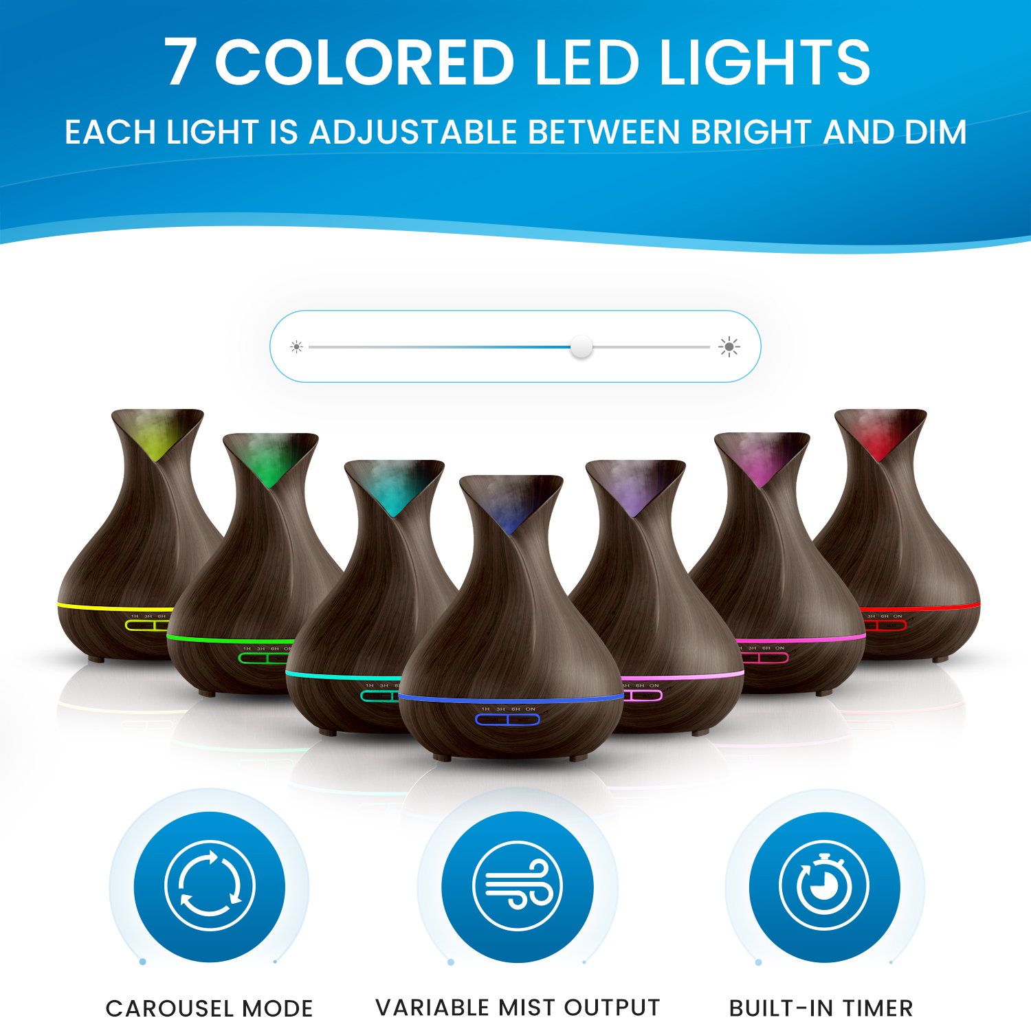 Everlasting Comfort 13 oz Ultrasonic Cool Mist Oil Diffuser, Dark Wood photo 6