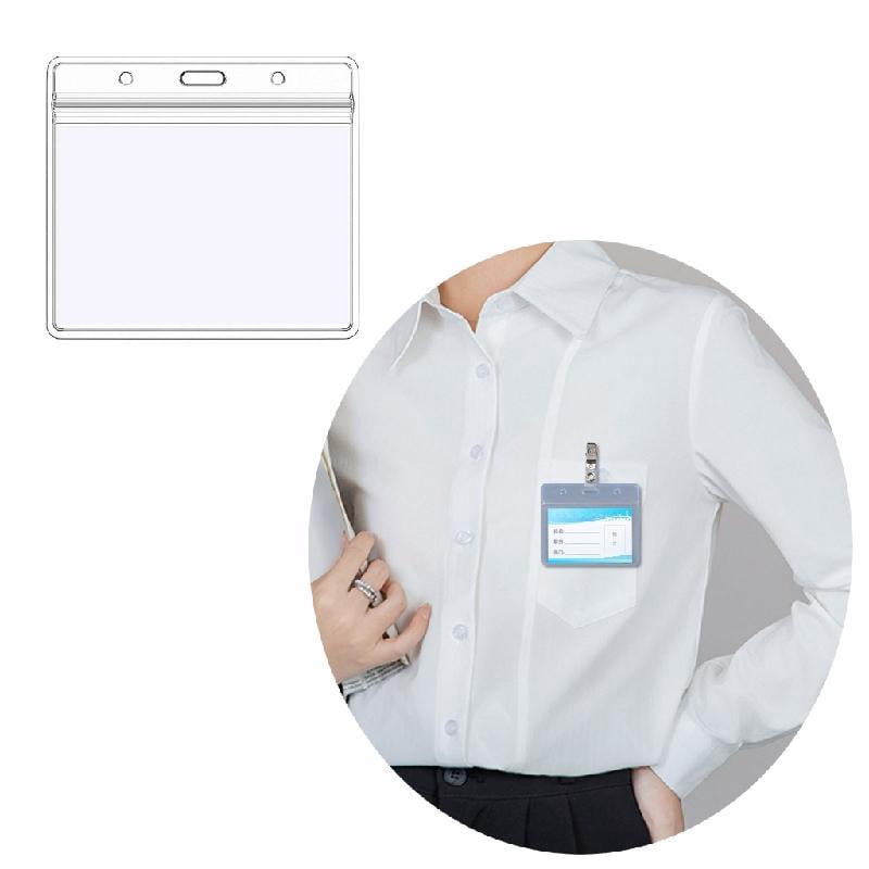 Zeiwohndc 100 Pcs Waterproof Name Badge Holders Card Holder Office School Supplies