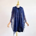 thumbnail image 4 of Garbnen Women's Lace Cover Up with Tassel Lightweight Sheer Sun Protection Beach Wrap Shawl Blue, 4 of 5