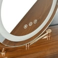 thumbnail image 7 of MODERNLUXE Corner Makeup Vanity Desk with Folding Mirror and Lights,Modern Vanity Set with 1 Stool,2 Drawers and 3 Shelves for Bedroom,Women, and Girls,Walnut, 7 of 7