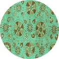 thumbnail image 1 of Ahgly Company Indoor Round Abstract Turquoise Blue Modern Area Rugs, 3' Round, 1 of 4