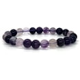 thumbnail image 1 of Angelstones Natural Multi-Color Purple Fluorite Gemstone 8mm Round Beads Stretch Bracelet 7 Inch Unisex, 1 of 3