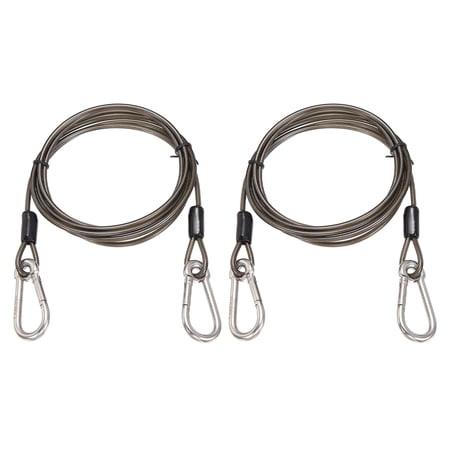 Uxcell Security Cable Lock (6.6ft x 5/32")(2 Pcs) 304 Stainless Steel Safety Cable Wire Rope Cable with Double Loop and Spring Buckles, Suit for Suitcase/Bicycle/Travel