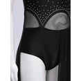 thumbnail image 7 of YiZYiF Girls Lyrical Dance Costume Keyhole Back Sleeveless Rhinestones Split Dress Dancewear Black 6, 7 of 7