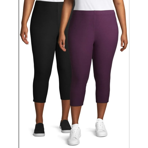 Terra & Sky - Terra & Sky Women's Plus Super Soft Capri Legging 2 Pack ...