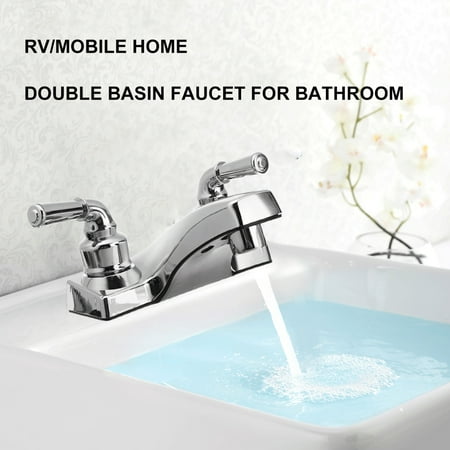 2 Hole Faucet - Double Handle Basin Spout Sink Bathroom Faucet 2 Hole Kitchen Cold Hot Mixer Tap