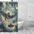 thumbnail image 2 of Yayeee Shower Curtain with Hooks 72"x72" Waterproof Fabric Bathroom Hanging Decor, Beige Floating Whale, 2 of 5