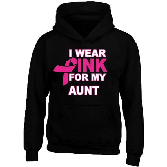 I Wear Pink For My Aunt Printed Black Hoodie Unisex Sweatshirt Small