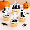 thumbnail image 2 of 36Pcs Ghost and Cat Cupcake Topper Halloween Cat Party Decorations Black and White Cat Animal Decor for Halloween Horror Cartoon Baby Shower Birthday Party Bachelorette Party Decor Supplies, 2 of 7