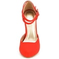 thumbnail image 3 of Dream Pairs Office-02 Women's Classy Mary Jane Double Ankle Strap Almond Toe High Heel Pumps Shoes Office-02 Red/Nubuck Size 6, 3 of 4