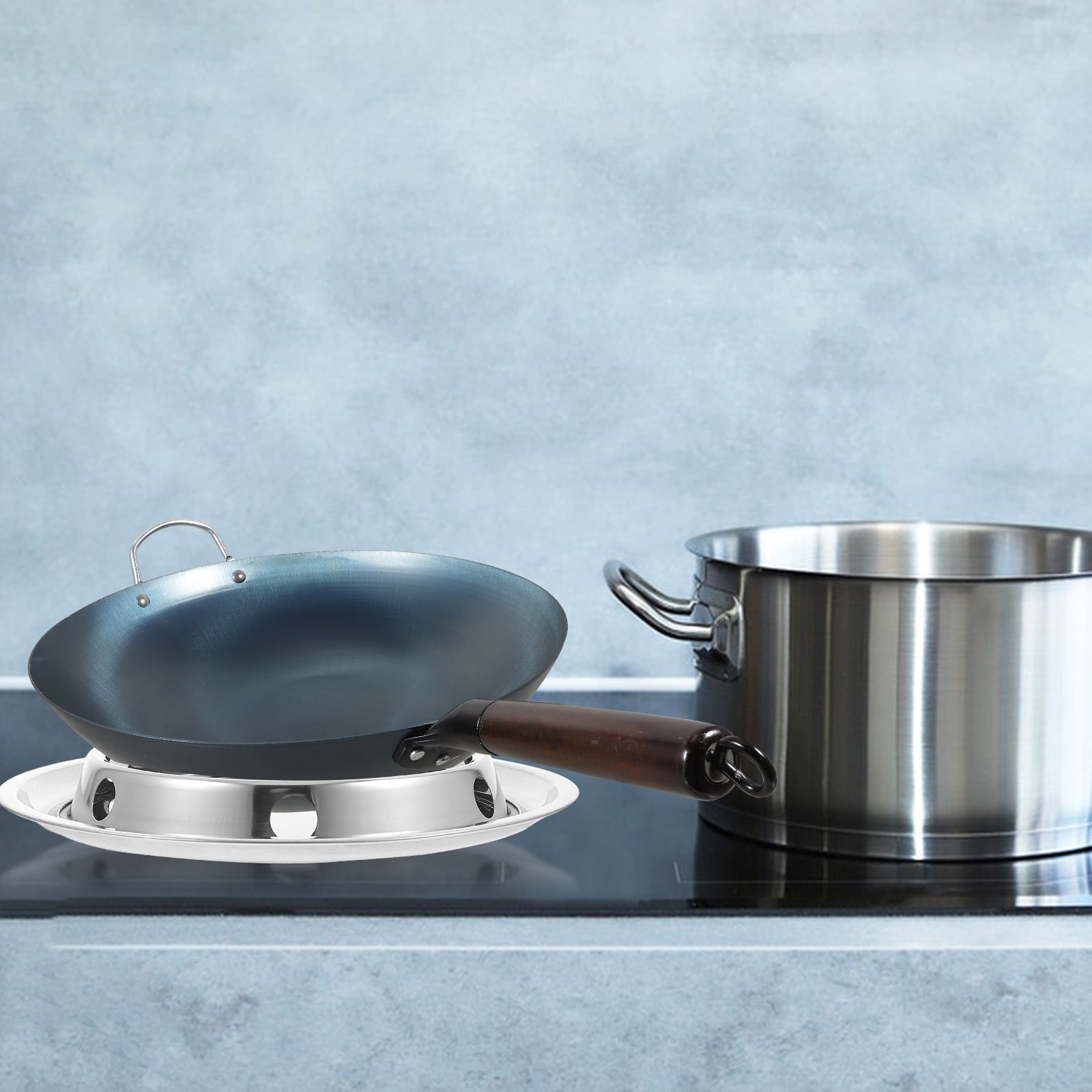 Wok Stand Pot Stand Countertop Pan Rack Support Ring Multi-function Wok Rack Stainless Steel 27.00X27.00X3.00CM