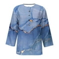 thumbnail image 4 of SELONE 3/4 Sleeve Shirts for Women Loose Fit Three-Quarter Sleeve Tops Blouses Regular Fit T Shirts Pullover Tees Tops Abstract Print T-Shirts Crew Neck Tops Casual Blouses Button Down T Shirts Blue S, 4 of 5