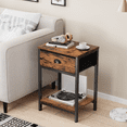 thumbnail image 4 of Furologee Nightstands Set of 2, Industrial End Table with Fabric Drawer & Storage Shelf, Retro Bedside Tables Organizer, Sturdy Side Table for Living Room, Bedroom, 4 of 10