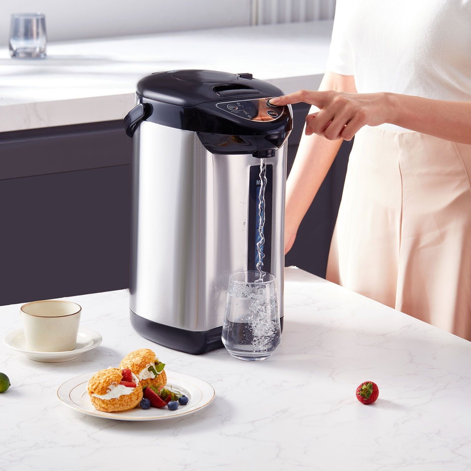 Hot Water Dispenser for Home, 4 Temperature Settings, 4L/135 oz Capacity, 304 Stainless Steel, 3 Dispense Methods for Tea, Coffee, Baby Formula