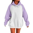 thumbnail image 2 of Oversized Hoodie, Casual Women's Fashion Solid Long Sleeve Hooded Pocket Tops Sweatshirts, Purple XXL, 2 of 5