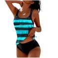 thumbnail image 3 of Tankini Swimsuits for Women Two Piece Bathing Suits Tie-Dye Tops with Shorts Summer Athletic Swimwear - Womens Loose Swimsuit Adjustable Straps T-Back Top & Shorts Suit Blue M, 3 of 6