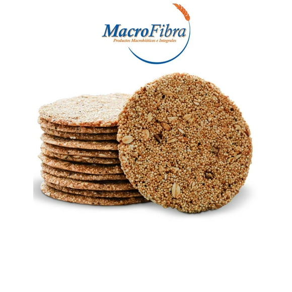 Galleta Oblea Avena Amaranto Canela Macrofibra Integral Reducido en Azucar Vegano sin Gluten sin Lactosa Macrobiotico E Integral 3 Botes c/12 Pzas