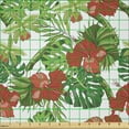 thumbnail image 2 of Ambesonne Hibiscus Fabric by the Yard Microfiber, Endemic Flowers Botany, 2 Yards, Vermilion Lime Green, 2 of 2
